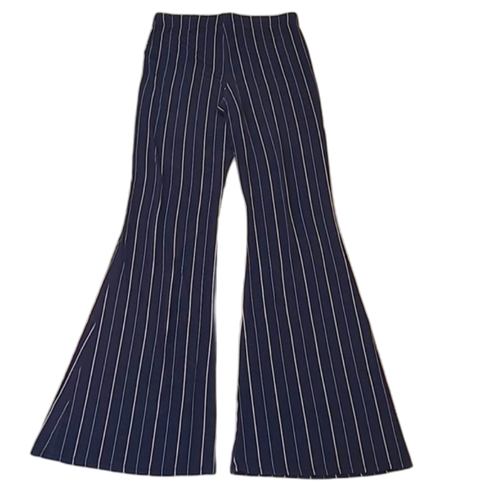 Forever 21 Flare Pinstriped Dress Pants High Waist Rise Bell Bottoms Casual Tall